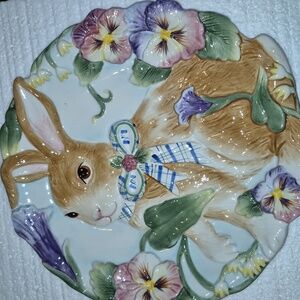 Fitz And Floyd Rabbits With Blackberries Decortive Plate.